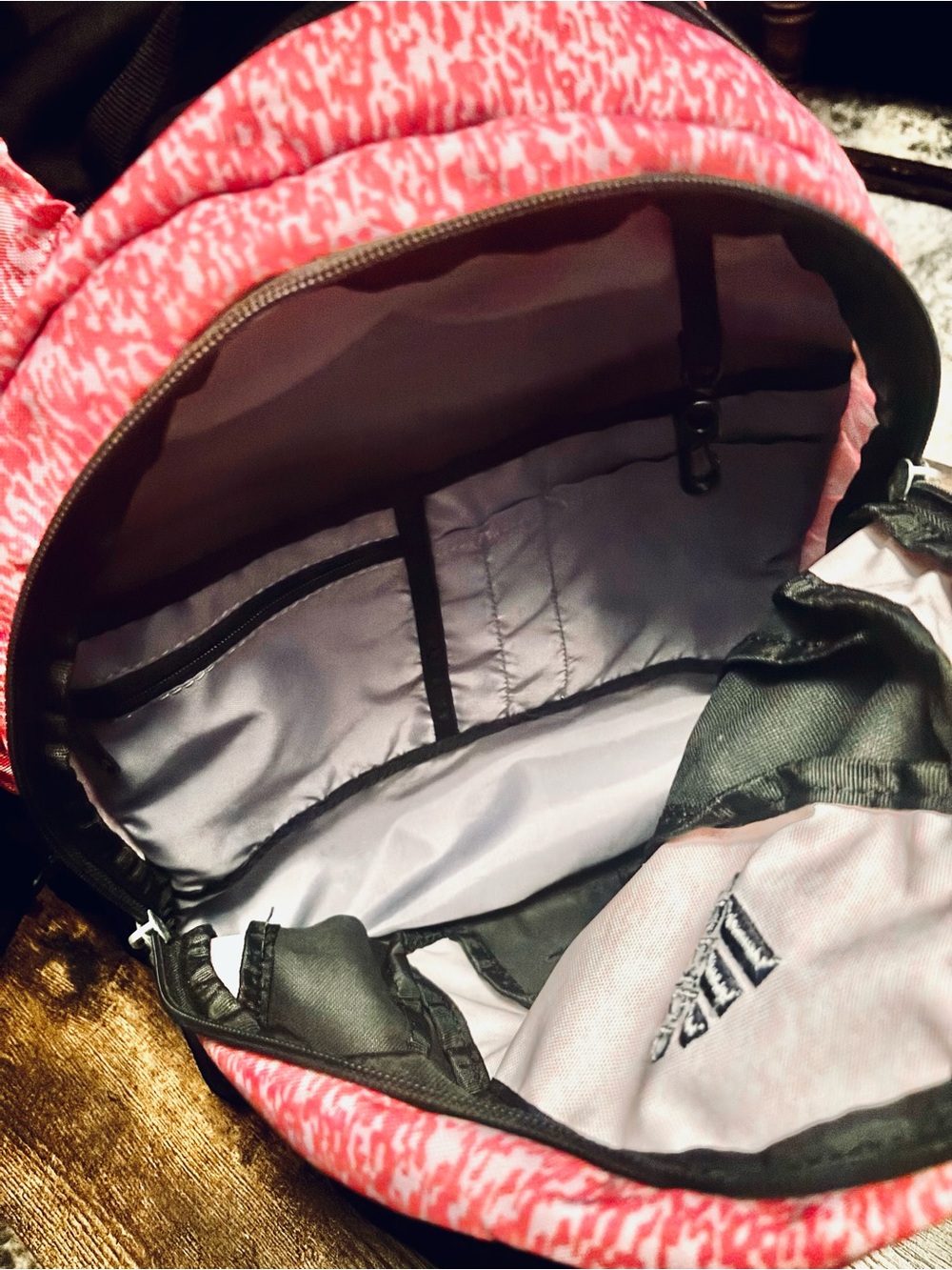 adidas Orange/Pink and Black Logo Backpack-lots of storage space - Picture 4 of 6